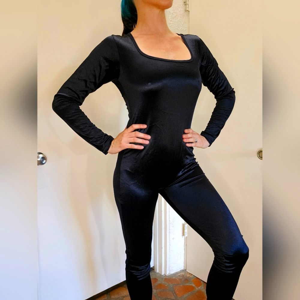Black spandex Catsuit Bodysuit Costume Unitard Morph Suit Leg Avenue Size Large